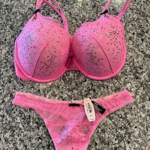 Victoria Secret Pretty Little Things Rhinestone bra and thong set